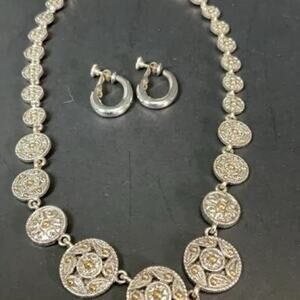 Vintage 1980s Napier Silver Toned Necklace & Earrings